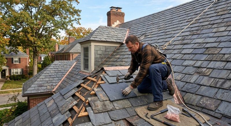Slate Roof Leak Repair in Summit County, OH