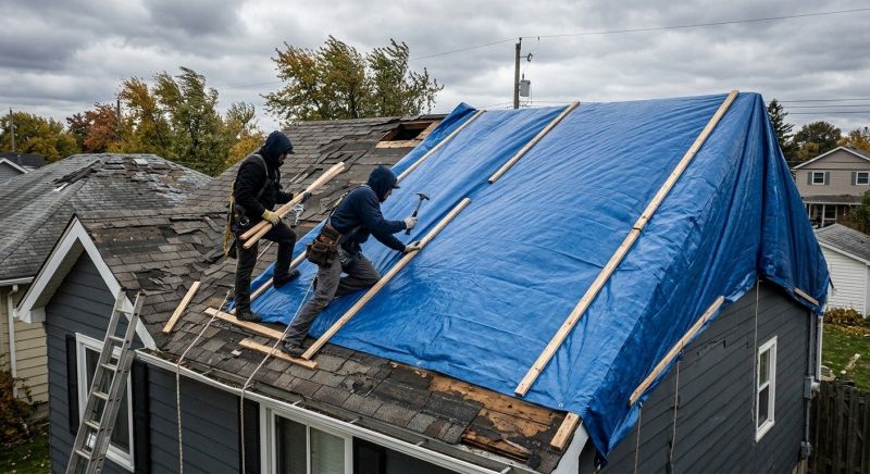 Storm Damage Roof Tarping in Summit County, OH